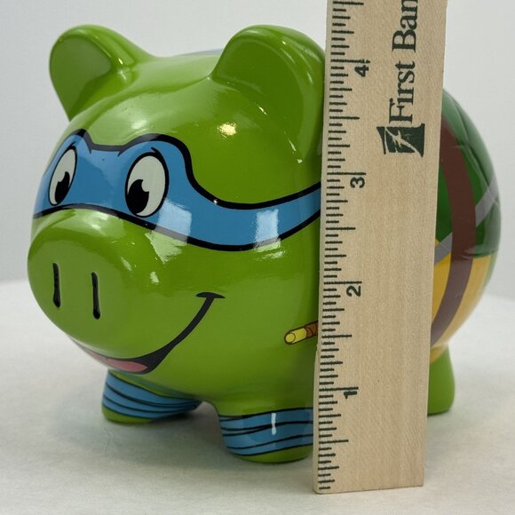 Teenage Mutant Ninja Turtles Leonardo Piggy Bank Green Ceramic TMNT Stopper 2014 - Picture 10 of 12